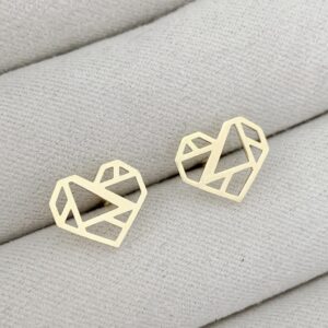 Aretes corazón calado grande oro 18k