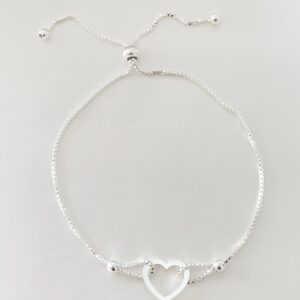 Pulsera corazón graduable Plata