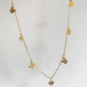 Collar mariposa y corazón oro 18k