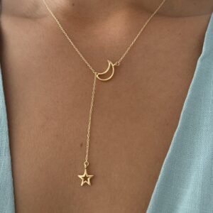 Collar luna y Estrella oro 18k