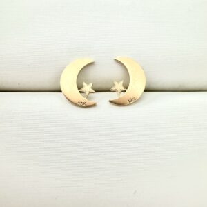 Aretes Luna y Estrella oro 18k