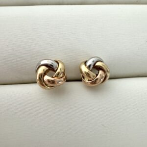 Aretes nudo 3 oros 18k