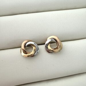 Aretes nudo liso 3 colores 18k