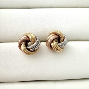 Arete Nudo Entorchado 3 colores oro 18k