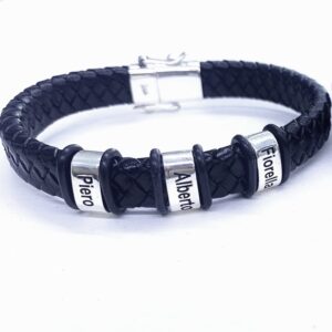 Pulsera Cuero con Plata Familia