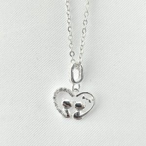 Collar Gatos Corazón plata