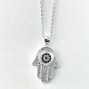Collar mano con ojo turco plata