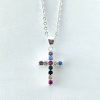 Collar cruz reversible multicolor plata