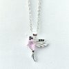Collar colibrí rosado plata