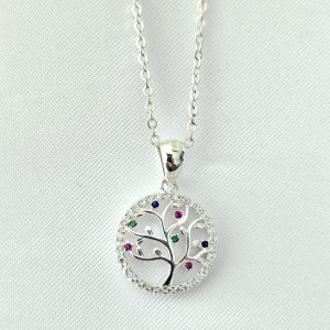 Collar Árbol de la vida multicolor plata
