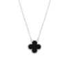 Collar trébol negro plata