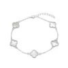 Pulsera trébol nácar blanco plata